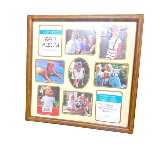 VTG 1970s 9 Opening Wood Collage Frame NOS Rustic Farmhouse Gallery Wall Cabin - Picture 1 of 3